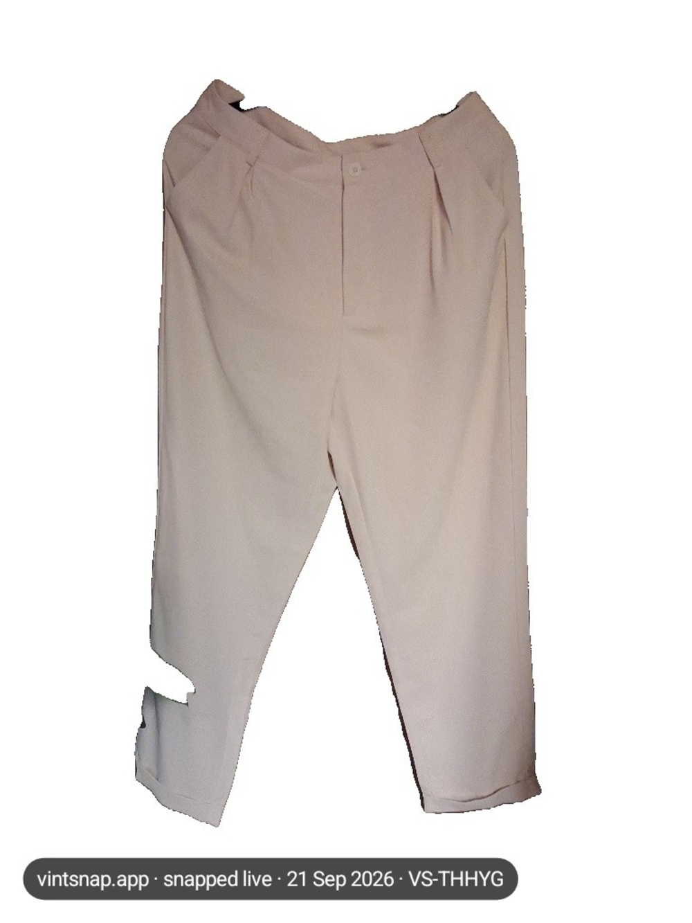 SHEIN Cream Wide-Leg Pleated Trousers